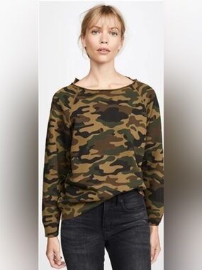 Nili Lotan Luka Camo Green Crewneck Sweatshirt Size XS $239 NWT